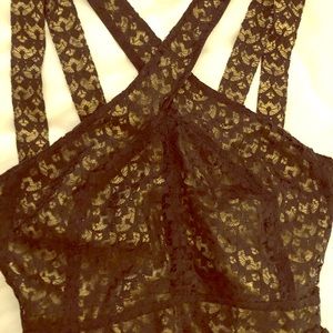 Cocktail dress Black lace and gold tone underneath